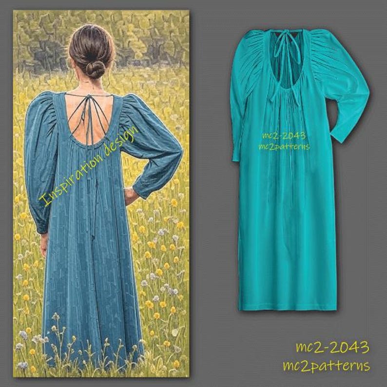 Open-back Boho Dress Sewing Pattern: Peasant-style  (Digital PDF Download) XS-2XL