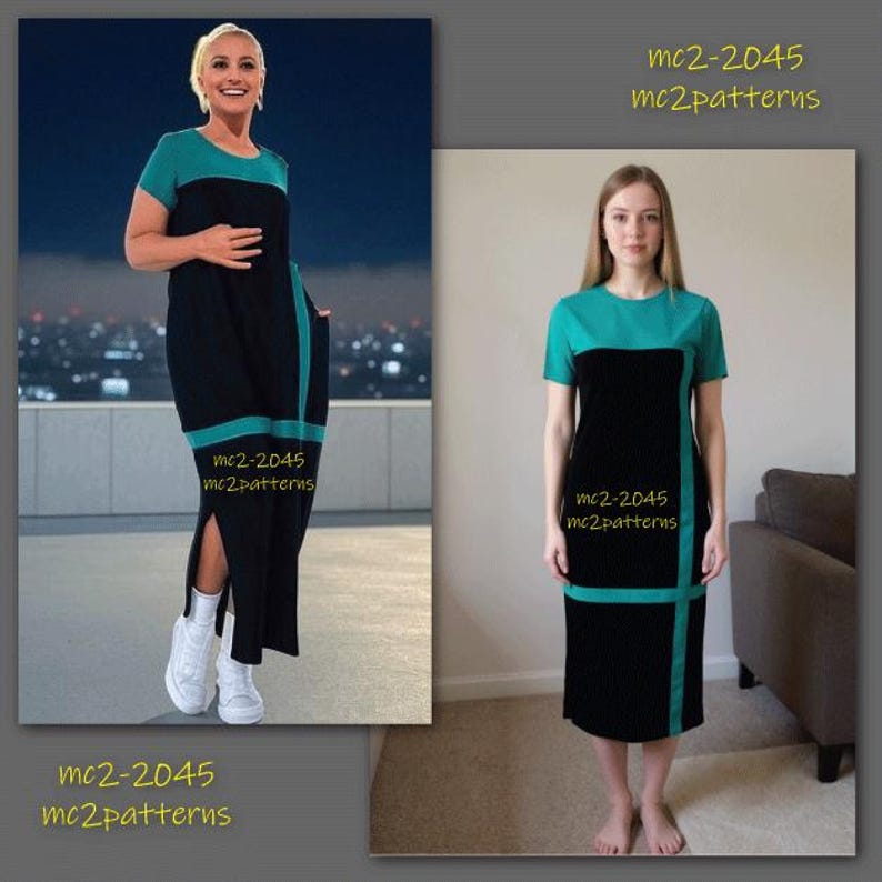 Shift Dress Sewing Pattern: Sleeves Loose-fit Pockets (Digital PDF Download) S-2XL